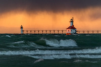 Sun Sets On a Michigan Lighthouse